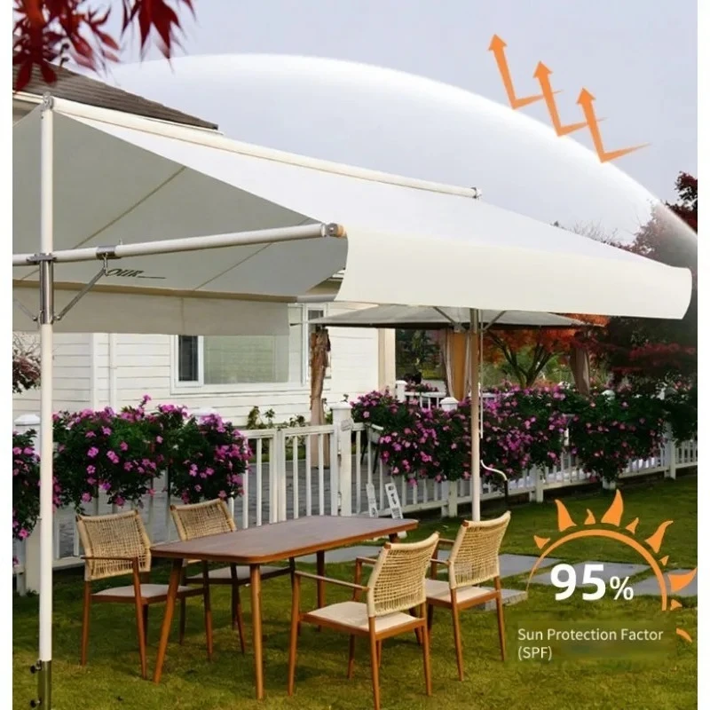 Double Opening Telescopic  Folding Outdoor  Awning Waterproof  Durable Commercial  Mobile Canopy Courtyard Parasol Hanging Cloud