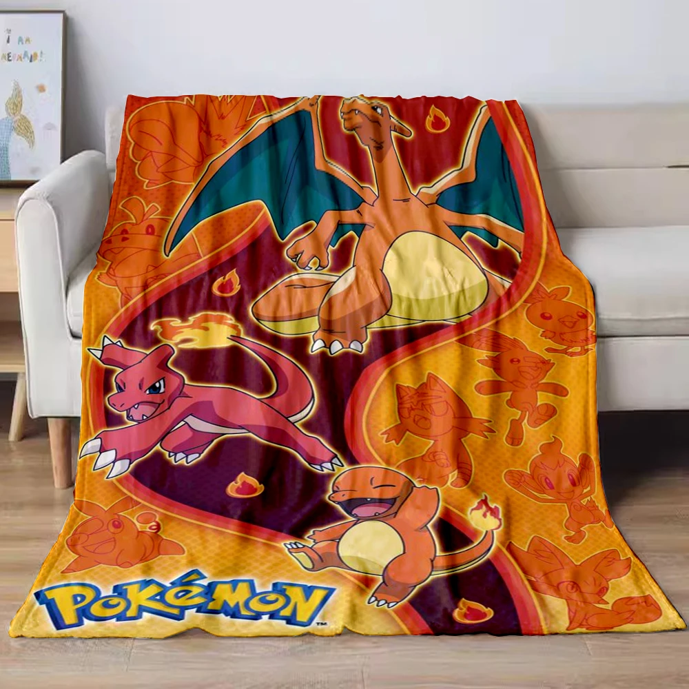 31 Style Anime Pokémon Charizard Cartoon Flannel Blanket for Sofa Home Sofa Student Blankets Children Student Nap Girl Kids Gift