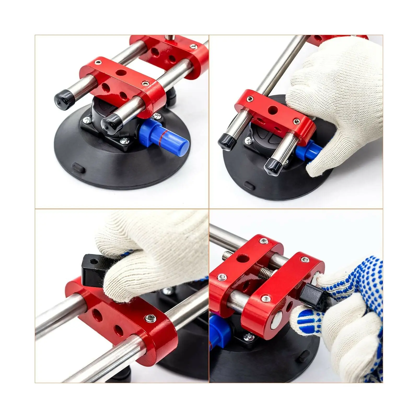 Adjustable Seamless Stone Seam Setter 6 Inch Vacuum Suction Cup Setter with Pressure Guage for Tile Joint Leveling Hand Tool