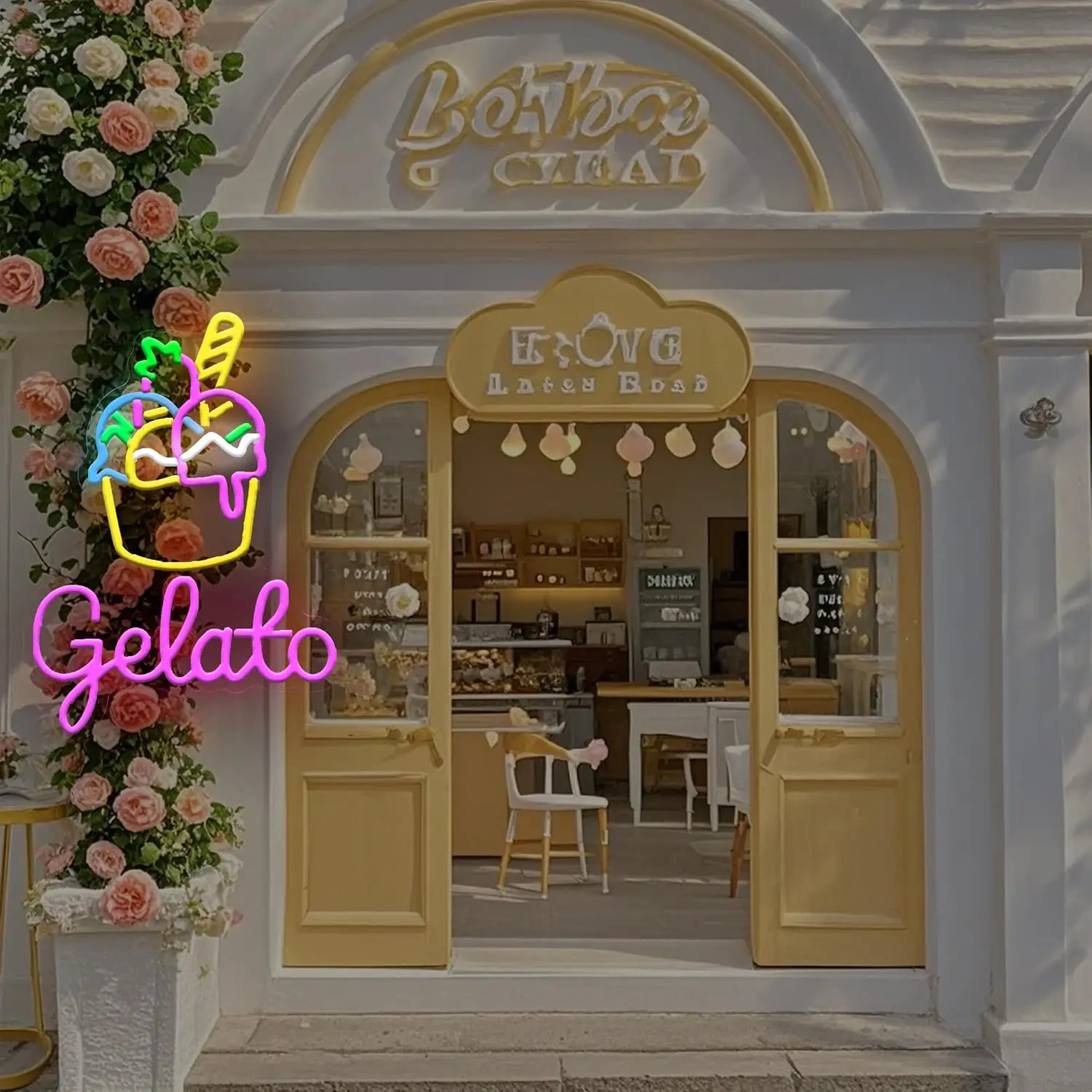 Gelato Ice Cream LED Neon Sign USB Neon Light for Dessert Shop Cafe Snack Bar Opening Party Food Store Business Wall Decor Gift