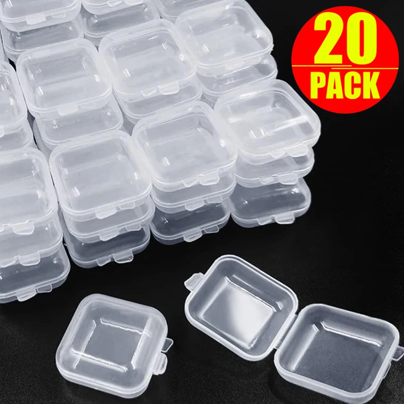 

20-1Pcs Clear Mini Storage Box Jewelry Storage Box Container Portable Earring Ring Earplugs Packaging Storage Case Earbuds Case