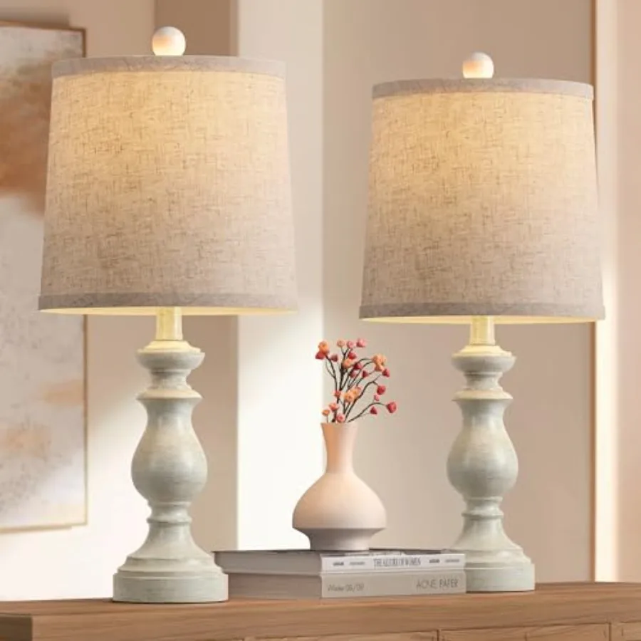 

Traditional Table Lamp Set of 2, Rustic Farmhouse Table Lamps for Living Room Bedroom, 22" Bedside Desk Lamps Vintage Nightstan