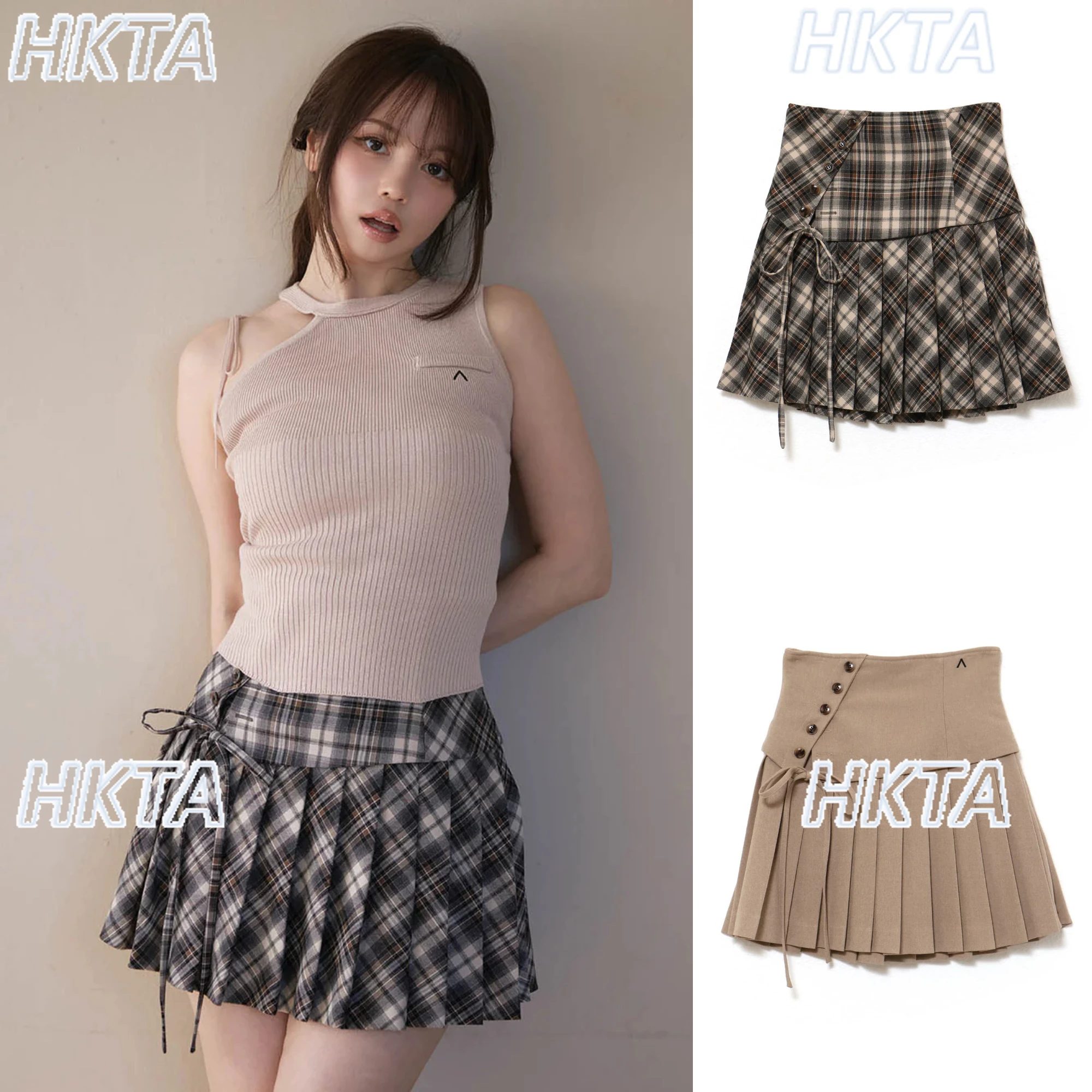 Gonna a pieghe a vita alta dimagrante in stile dolce giapponese Gonna corta casual sportiva per ragazze in stile college estivo da donna