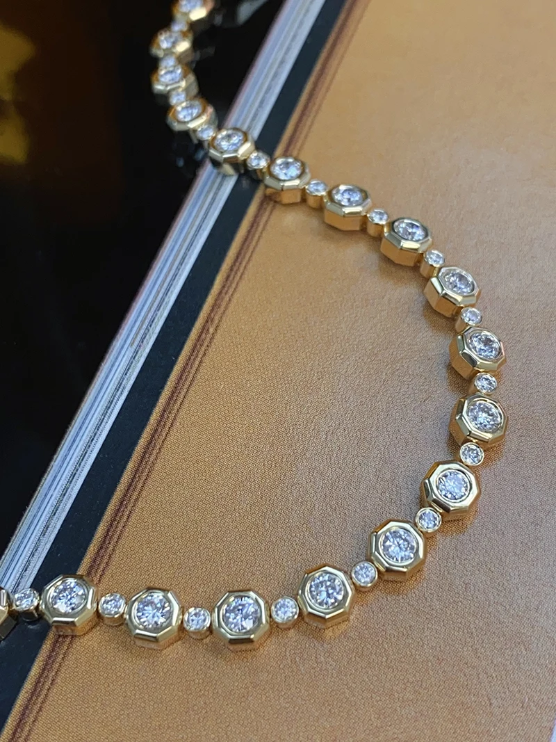 KUGG 100% 18K White/Yellow Gold Bracelet Elegant OL Style 2.33carat Real Natural Diamond Bracelet for Women High Party Jewelry