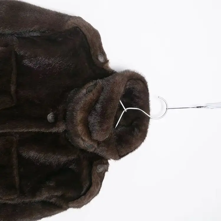 

HH Winter Women Warm Elegant Stand-up Collar Artificial Fur Effect Top Women Long Sleeve Solid Single-breasted Pocket Short Coat