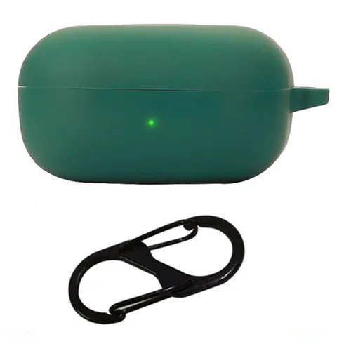 Para Samsung Galaxy Buds Core Funda de silicona Auriculares inalámbricos Funda protectora con hebilla antipérdida - Verde negruzco