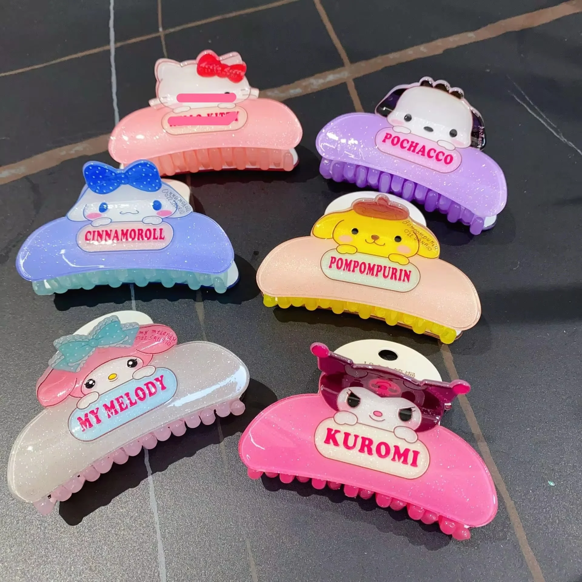 2024sanrio New Cute Cartoon Acrylic Cinnamoroll Kuromi Melody Hairpin Hair Clipshark Clip Large Hair Clip Anime Peripherals Gift