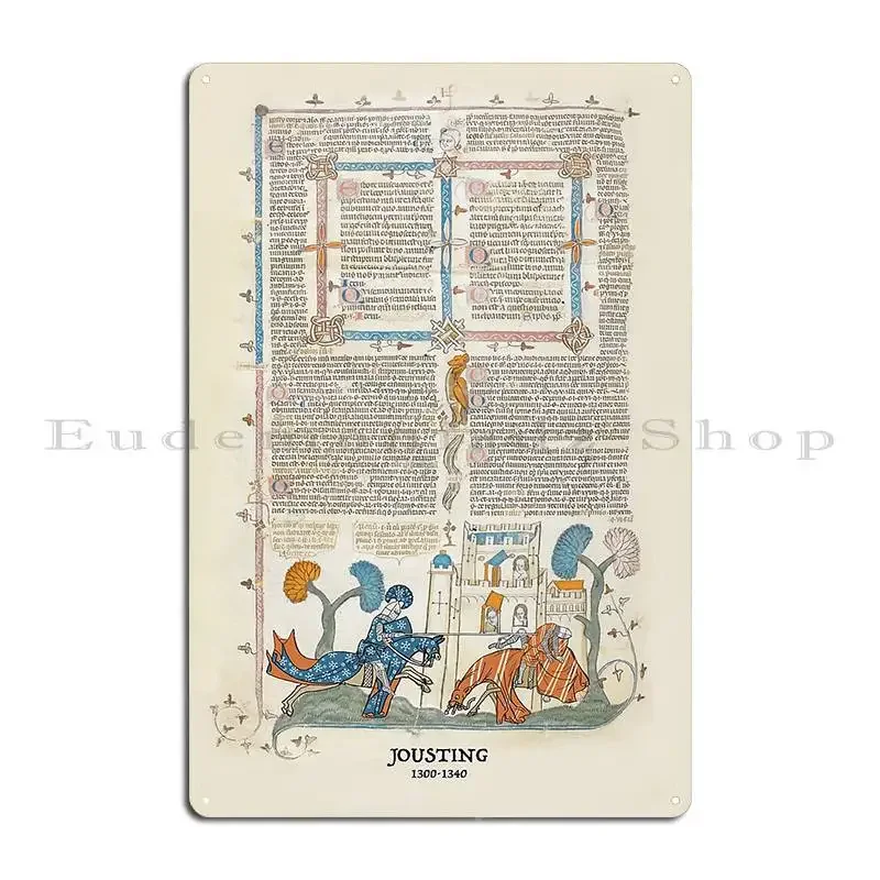 Fashionable Medieval Jousting 1300 1340 Metal Sign Pub Mural Funny Pub Plates Custom Wall Decor Tin Sign Poster