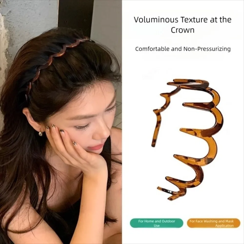 

Simple U Shape Wavy Hairband Elastic with Teeth Hair Comb Non Slip High Cranium Headband for Women Girls