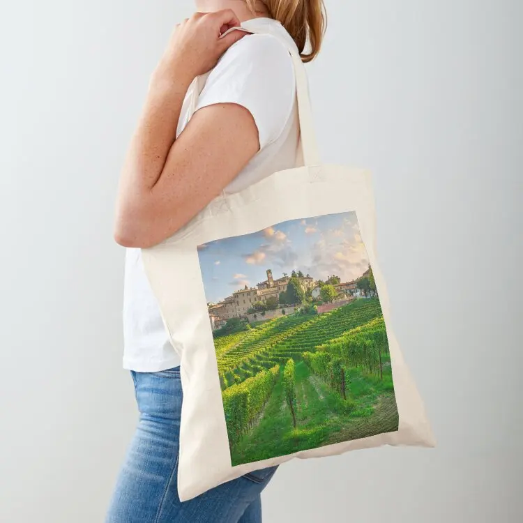 

Neive village and Langhe vineyards, Italy Europe. Tote Bag the tote bag reusable shopping bag Canvas Shopper handbag