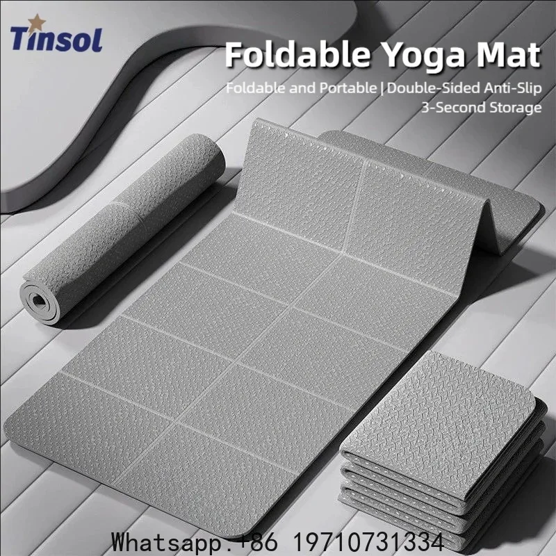 New 4mm Thick TPE Foldable Yoga Mat 183*61cm Easy Storage for Travel Yoga Pilates Home Exercise Floor Mat