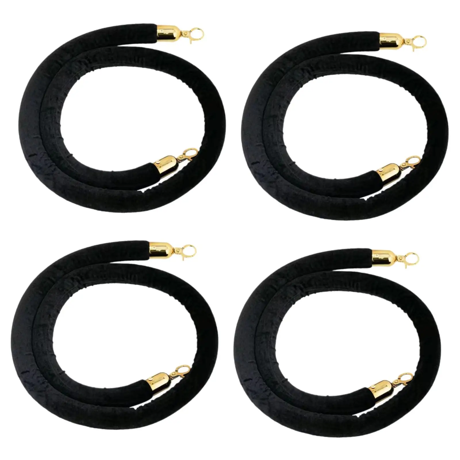 4x Velvet Stanchion Rope Crowd Control Security Barriers for VIP Queue Posts Black