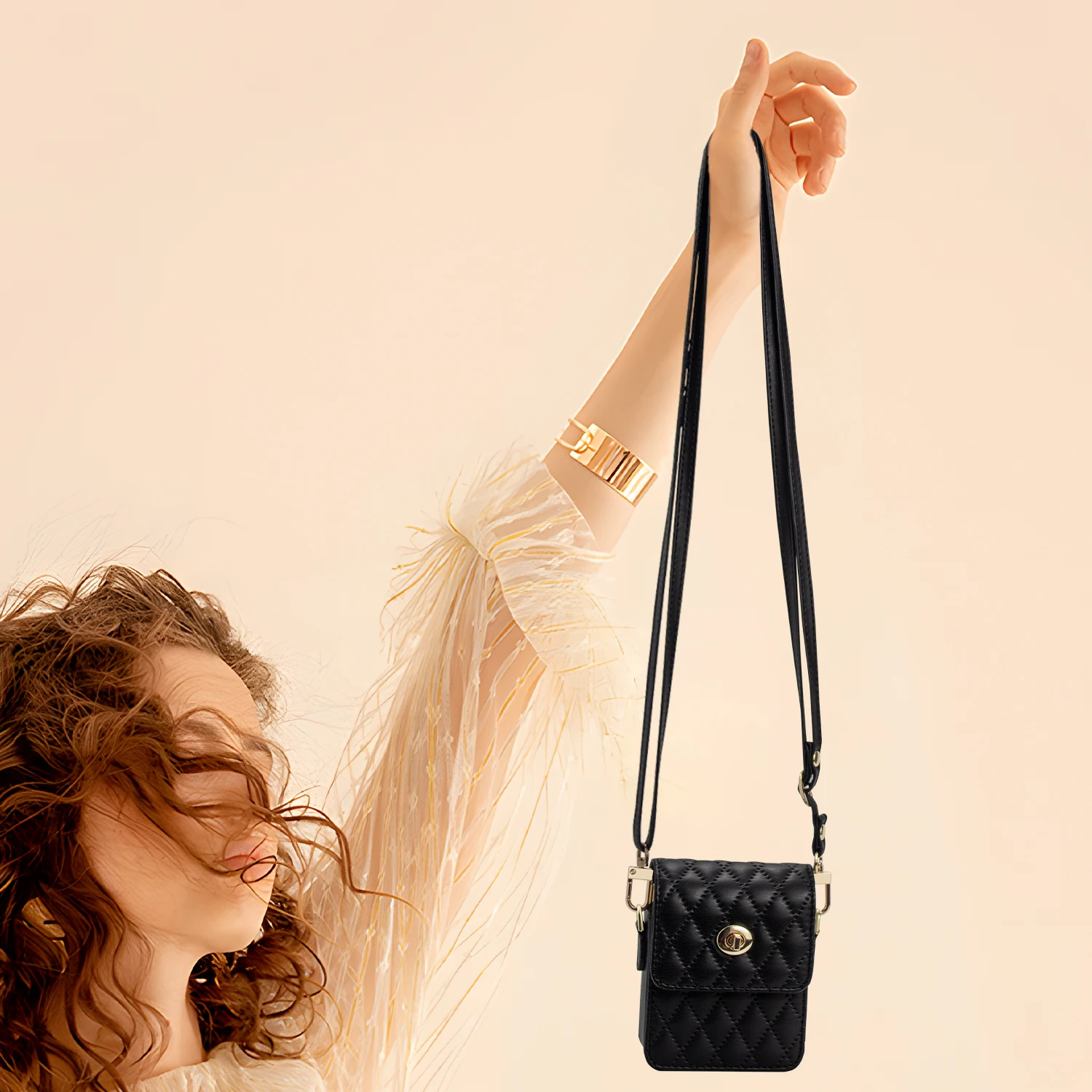 حقيبة هاتف كروس جلدية فاخرة للنساء حقيبة كتف صغيرة متوافقة مع هاتف Samsung Galaxy Z Flip Motorola Razr 50 #4