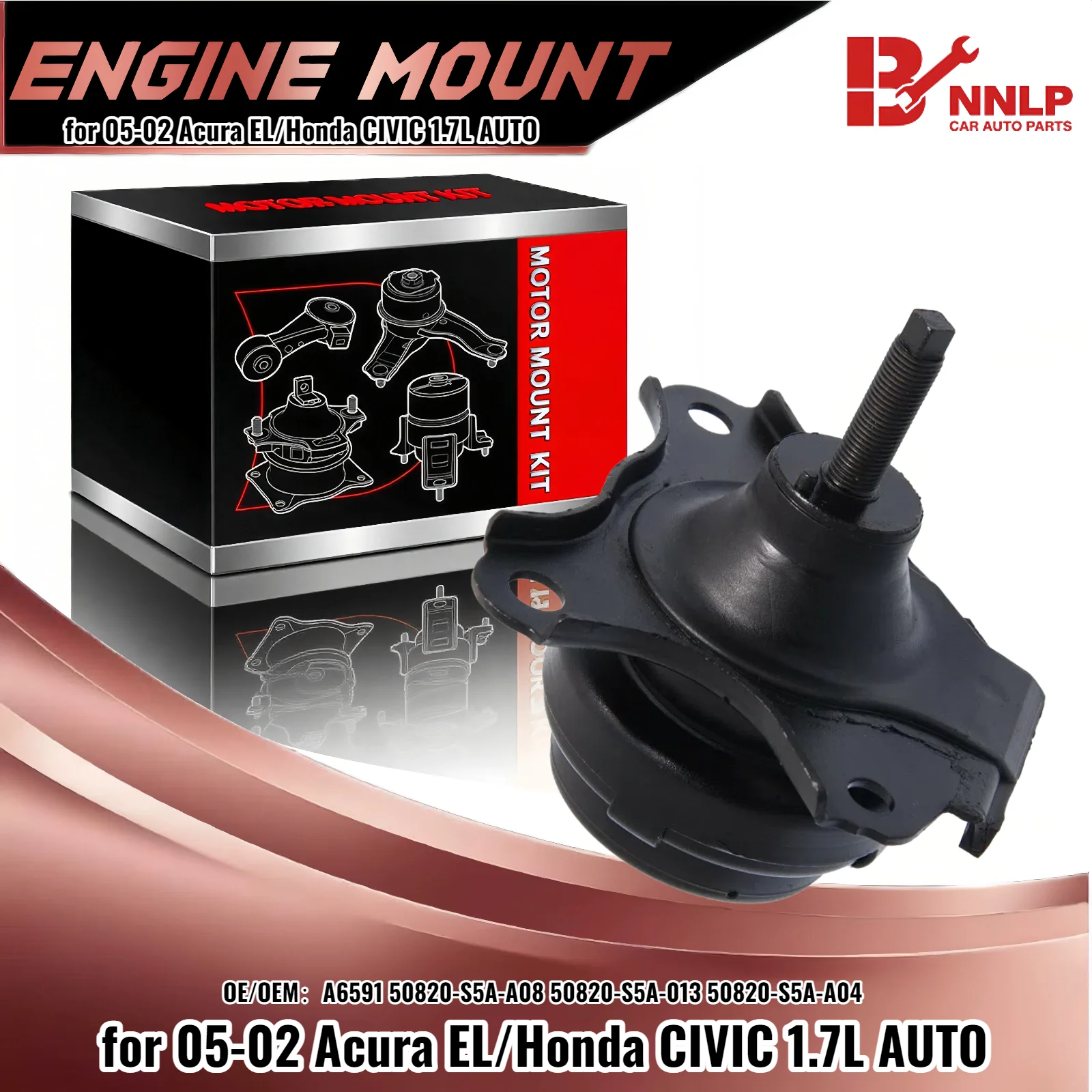 

A6591 Engine Mount Front Left for 02-05 Acura EL/Honda CIVIC 1.7L AUTO 50820-S5A-A08 50820-S5A-013 50820-S5A-A04