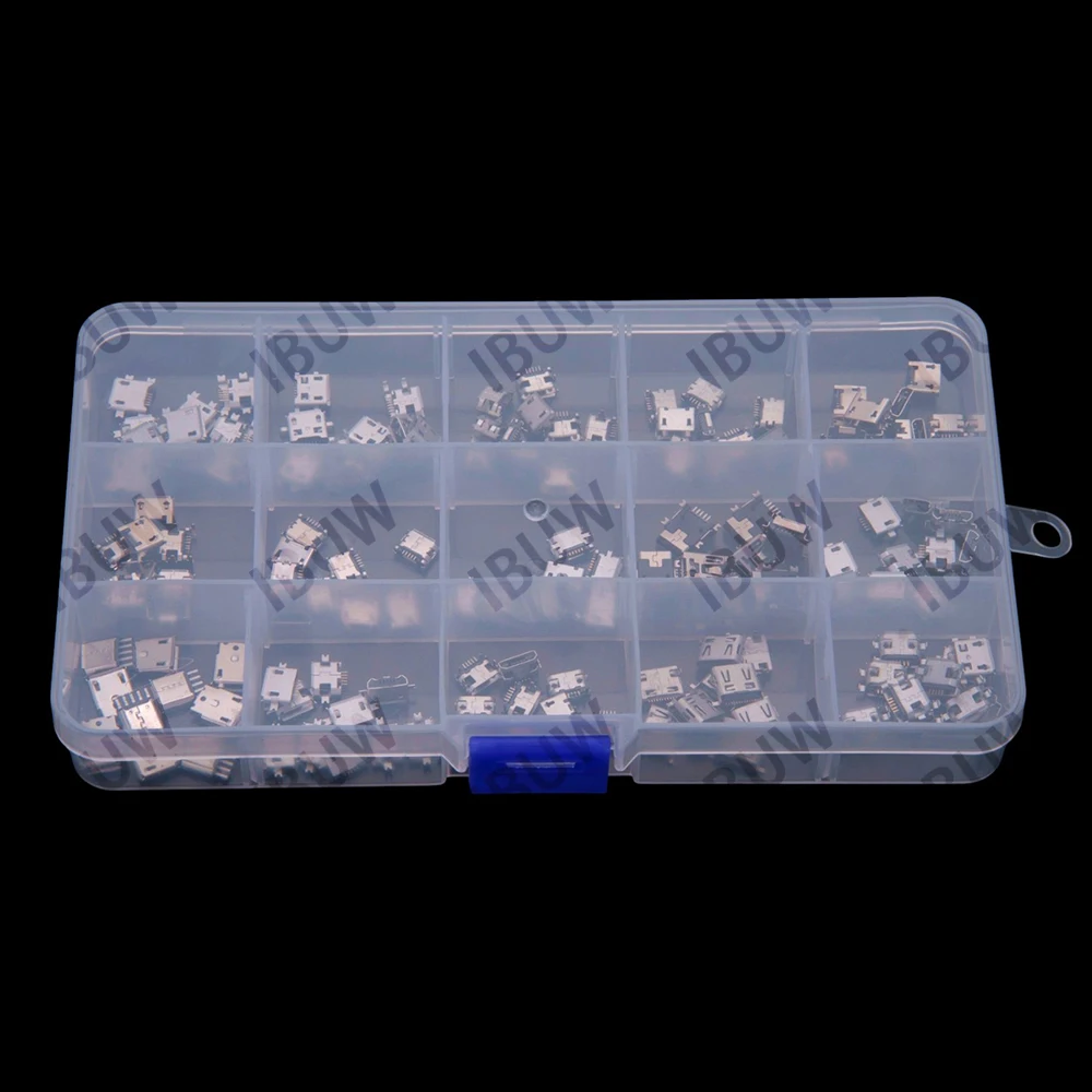 

15Values 150PCS Micro USB female connector, boxed MINI Android phone charging port, microphone mini. USB