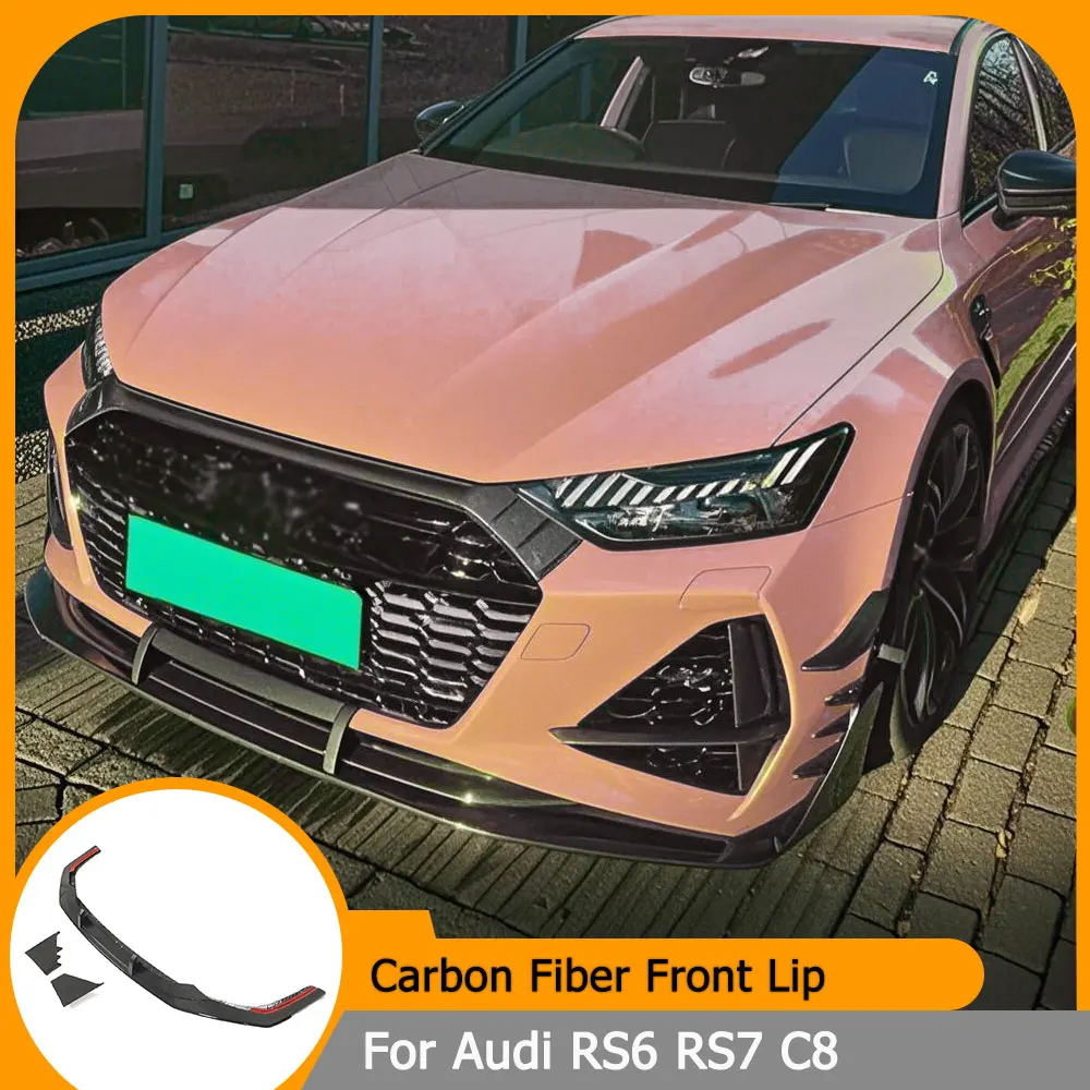 

Carbon Fiber Front Bumper Lip Splitters for Audi RS6 RS7 C8 Hatchback 2020-2022 Front Bumper Lip Spoiler Splitters Guard