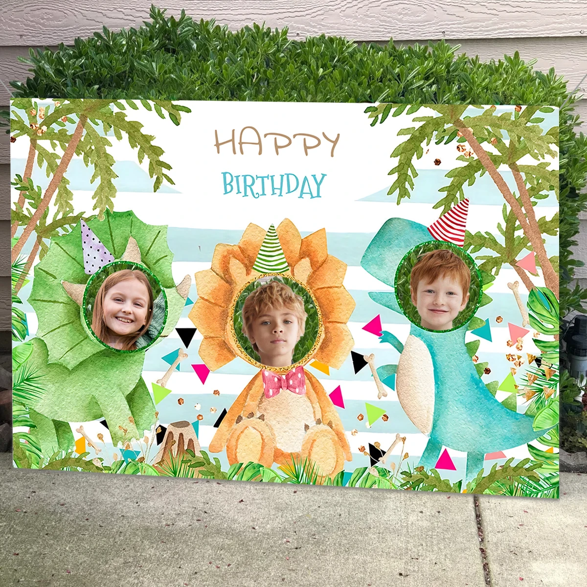 Photo Frame Dinosaur Mermaid Theme Birthday Party Decorations Kids Baby Shower Backdrop for Photography 1st Girl Birthday Favors