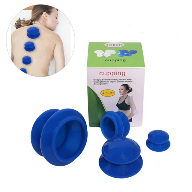 1set Anti Cellulite Vacuum Cupping Silicone Vacuum Cans Suction Cups Massage Facial Body Therapy Massages Health Care 4 Size