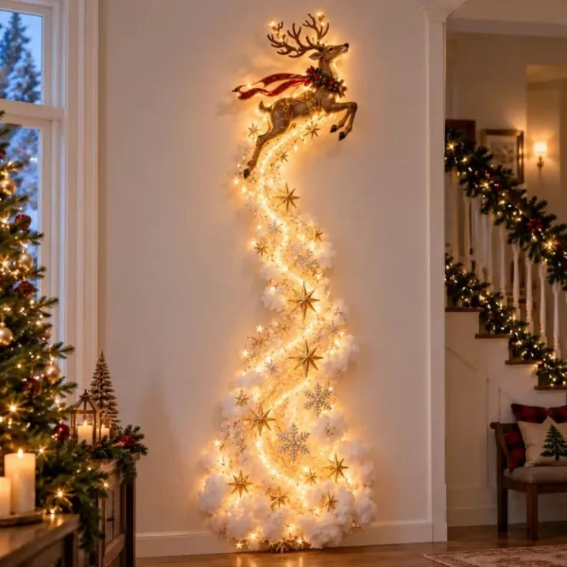 Nieuwe Kerst Magic Trail Wandlamp - LED Gloeiende Kerstdecoraties 2026 Kerstman Trein Rendier Cadeau Kerstfeest Benodigdheden