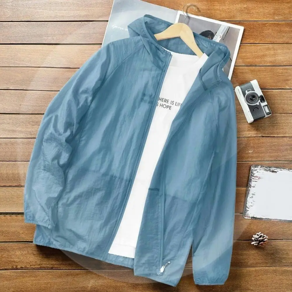 Water Resistant Sun Jacket Cardigan Design Anti-UV Excellent Summer Fishing Hooded Coat Camping Windbreaker