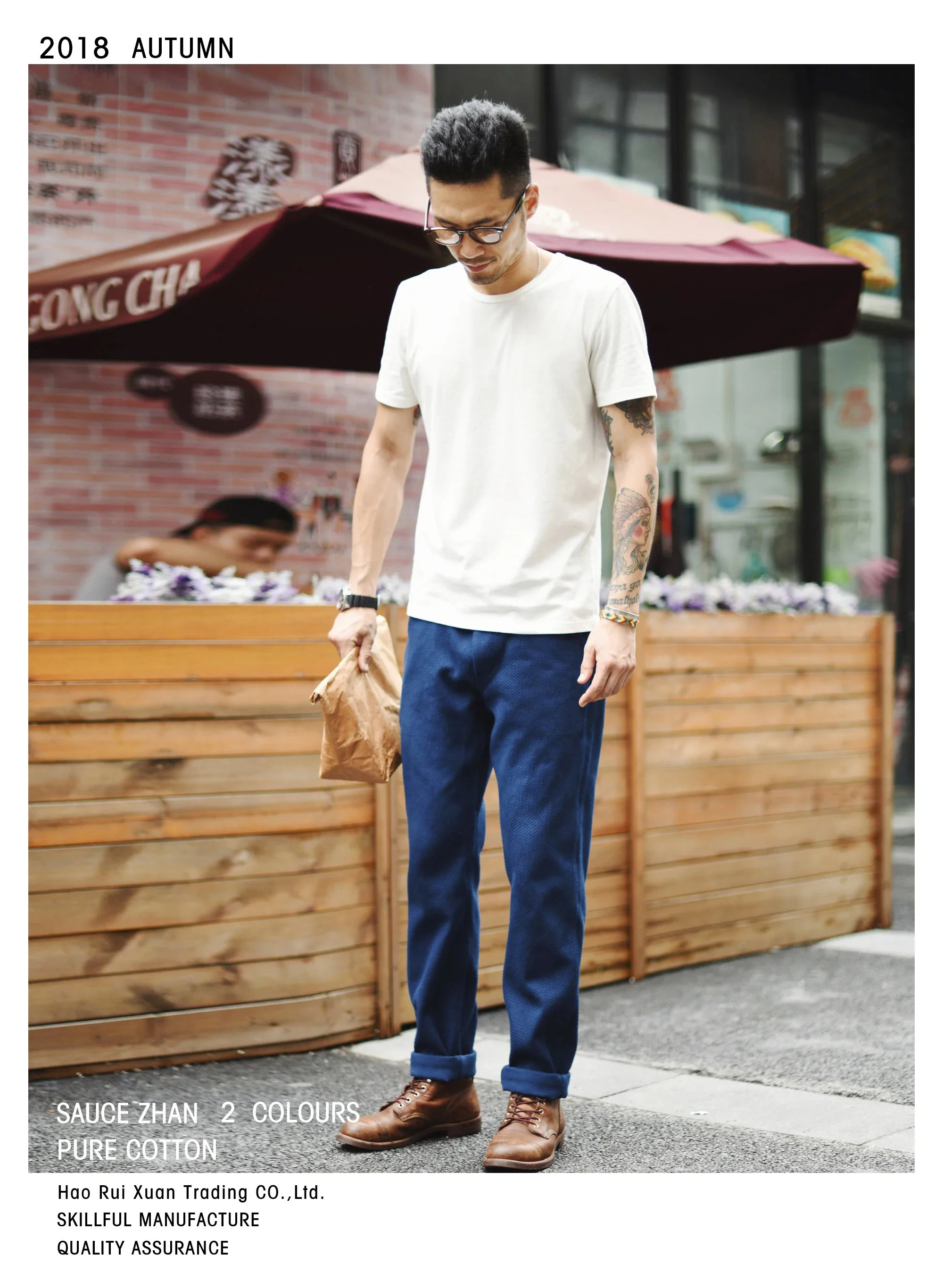 SauceZhan Tops & Tees Men's T-shirt Short Sleeve Anti-Deformation Anti-Shrink Double-woven Fabric Cotton Soft Slim Fit image 3