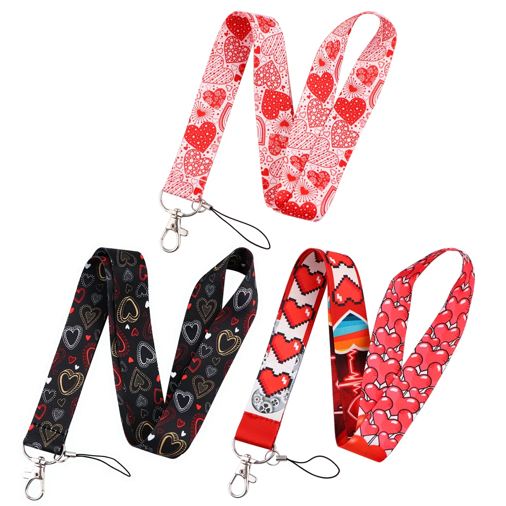 Pretty Love Heart Lanyards For Key Neck Strap Lanyards ID Badge Holder Keychain Key Holder Hang Rope Keyrings Accessories Gifts