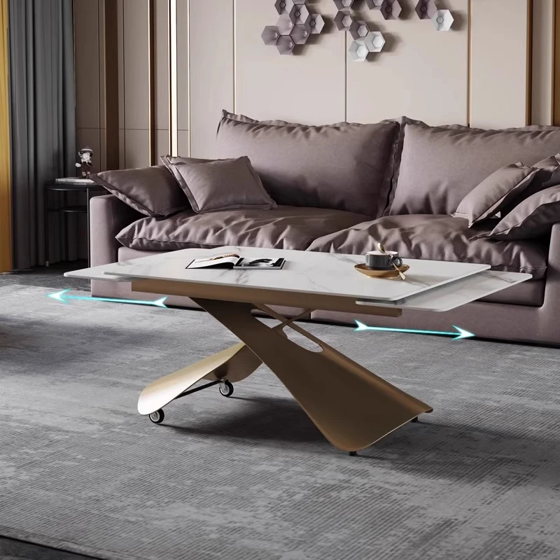 Multifunctional lifting rock slab coffee table