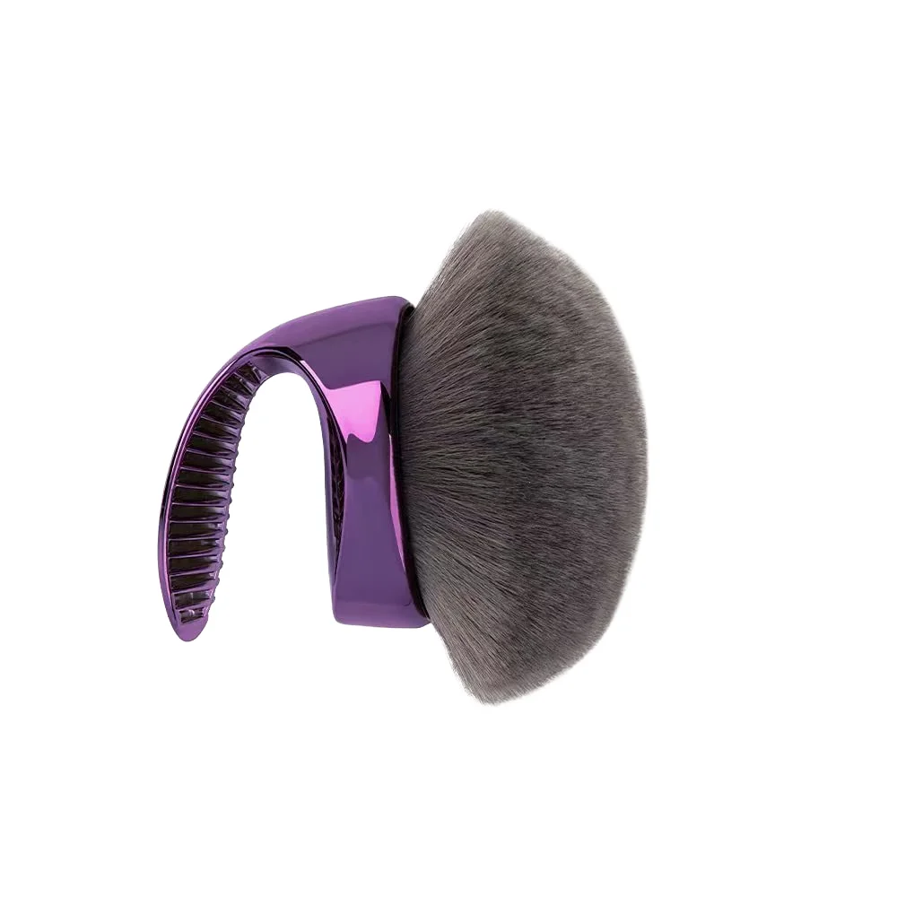 Hot Sale Purple Big Kabuki Foundation Makeup Brush Single Fan Style with Handle, Suitable for Daily Use on Body and Face