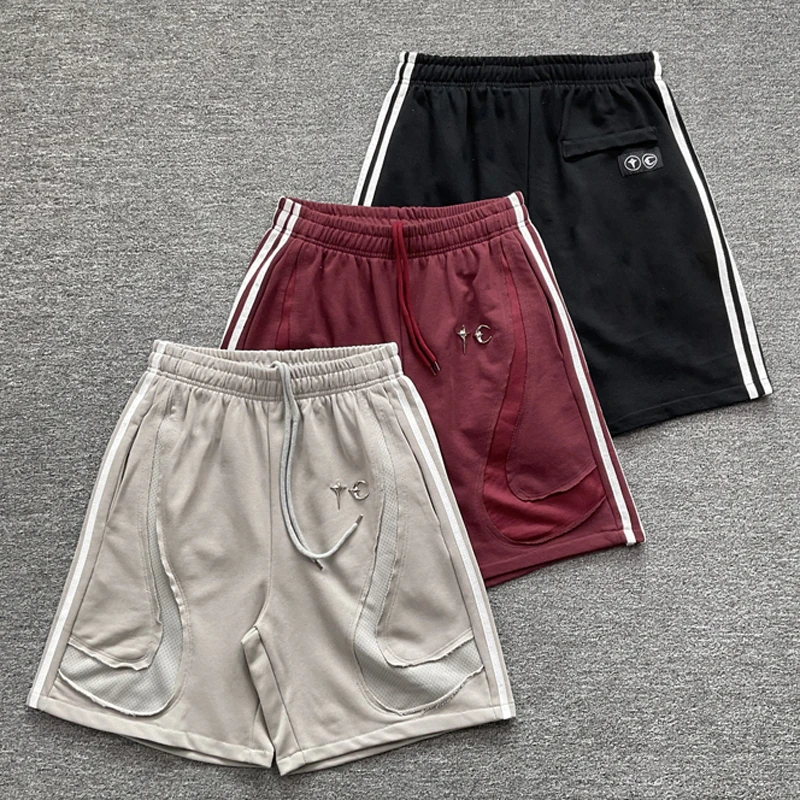 

THUG CLUB Casual Shorts Fashionable Metal Star Moon Logo Patchwork Design Sports Shorts New Style Thug Club Shorts