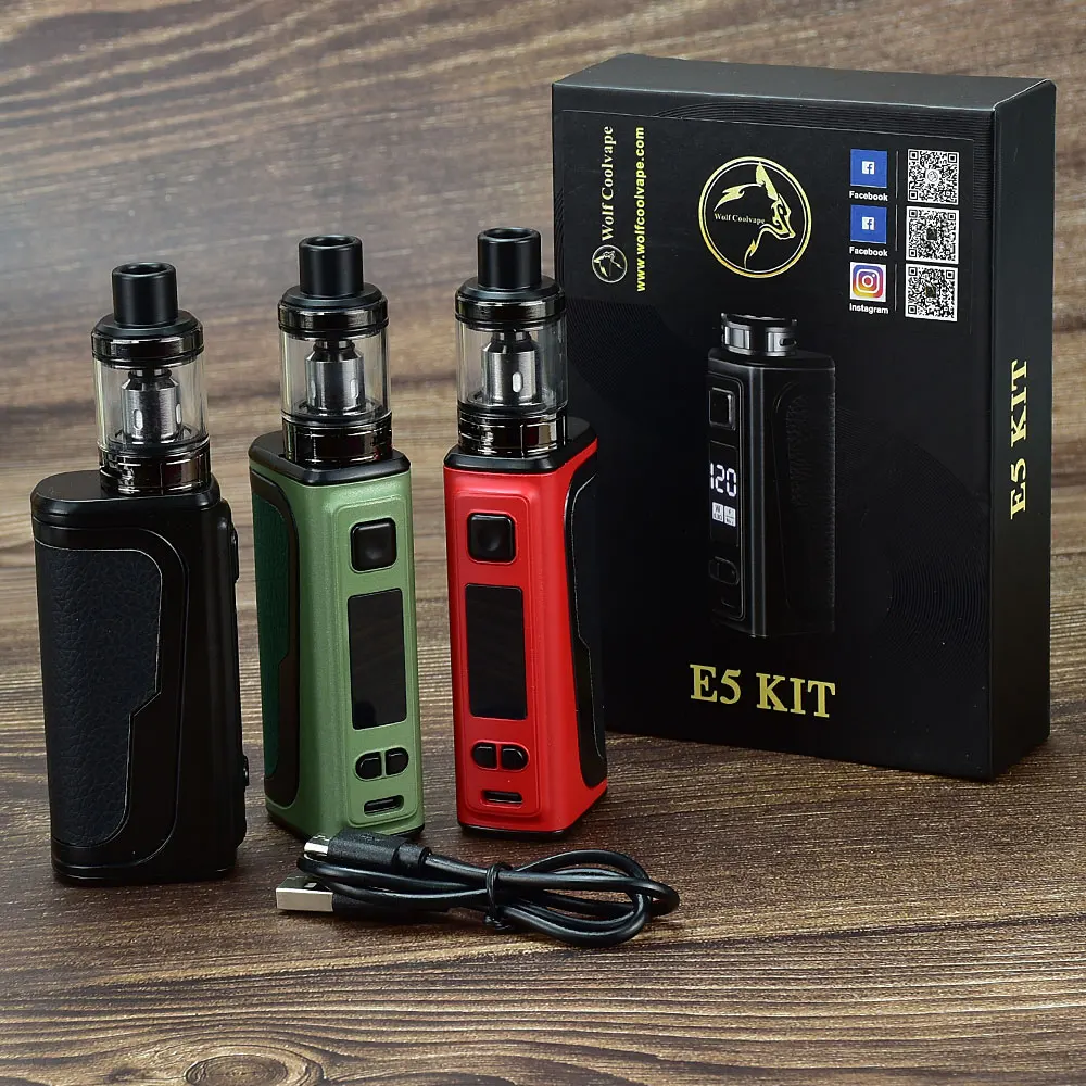 120W Box Mod E Cigarette Kit Vape Pen 2200mah Battery 2.5ml Atomizer OLED Screen Electronic Cigarette Vaporizer Vapor Pen Kit