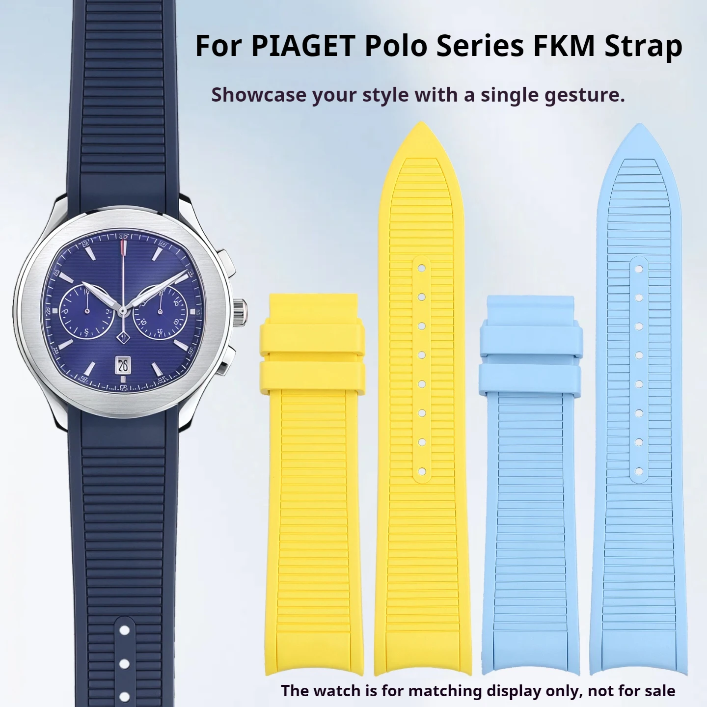 For PIAGET POLO Series G0A48024 G0A41006 G0A43002 Men's Sports Fluororubber Watch Strap Polo 42mm Deal Five Pin Watch Band 21mm