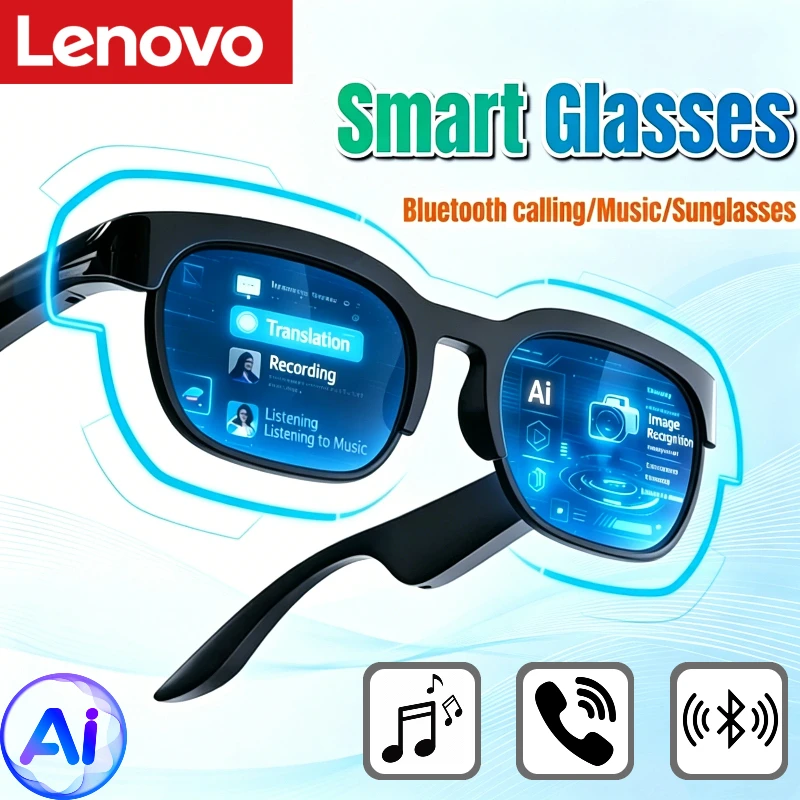 

Lenovo 2026 New Smart Glasses AI Translation Bluetooth Conversation Recording Listening To Music for Men Women Smart Sunglasses