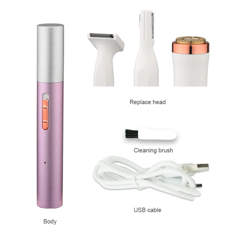 4-in-1 wiederaufladbarer Augenbrauentrimmer und Gesichtshaarentferner für Frauen