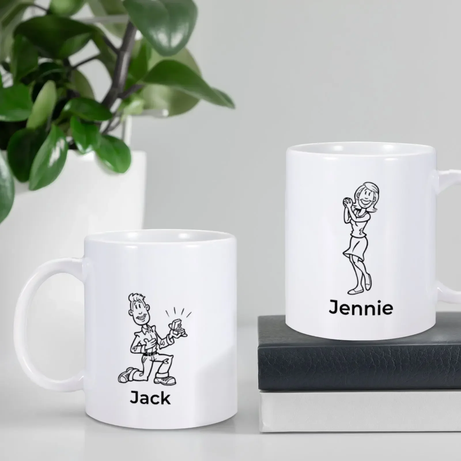 2pc/Set Couple Coffee Mug Personalized Name Gift for Husband Wife Valentine's Day Gift Wedding Anniversary Gift Ceramic Mug 11OZ