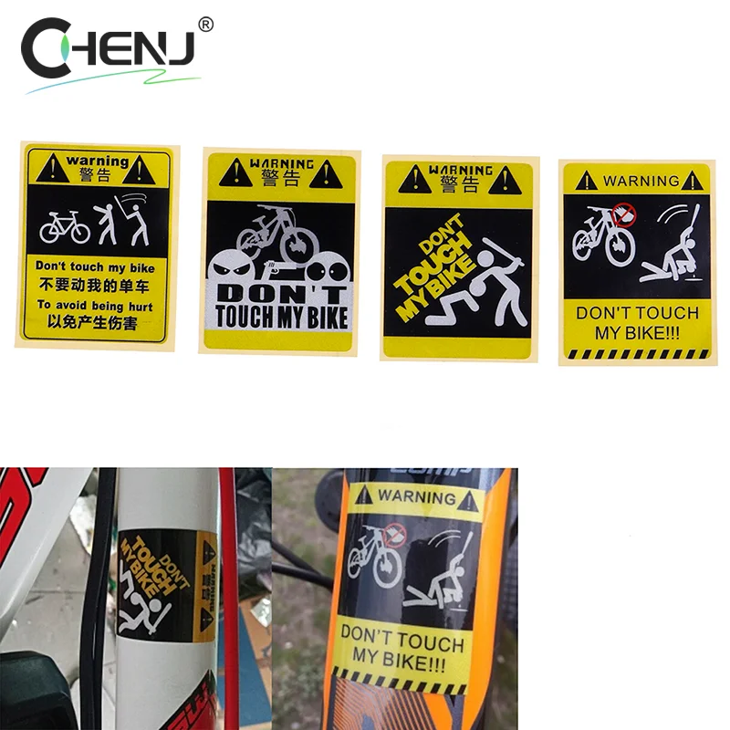 DONT TOUCH MY BIKE Bicycle Decorative Yellow Warning Sticker Waterproof Decorative Cycling Accessories