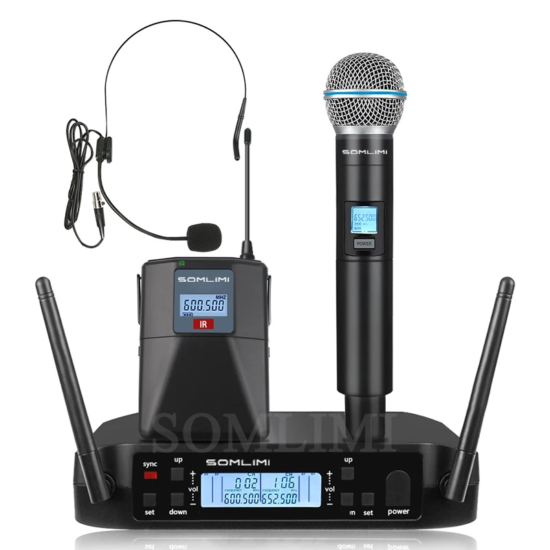 SOMLIMI GLD58 Microphone Wireless Professional UHF System Handheld Mic For Stage Speech Wedding Show Band Home Party Church