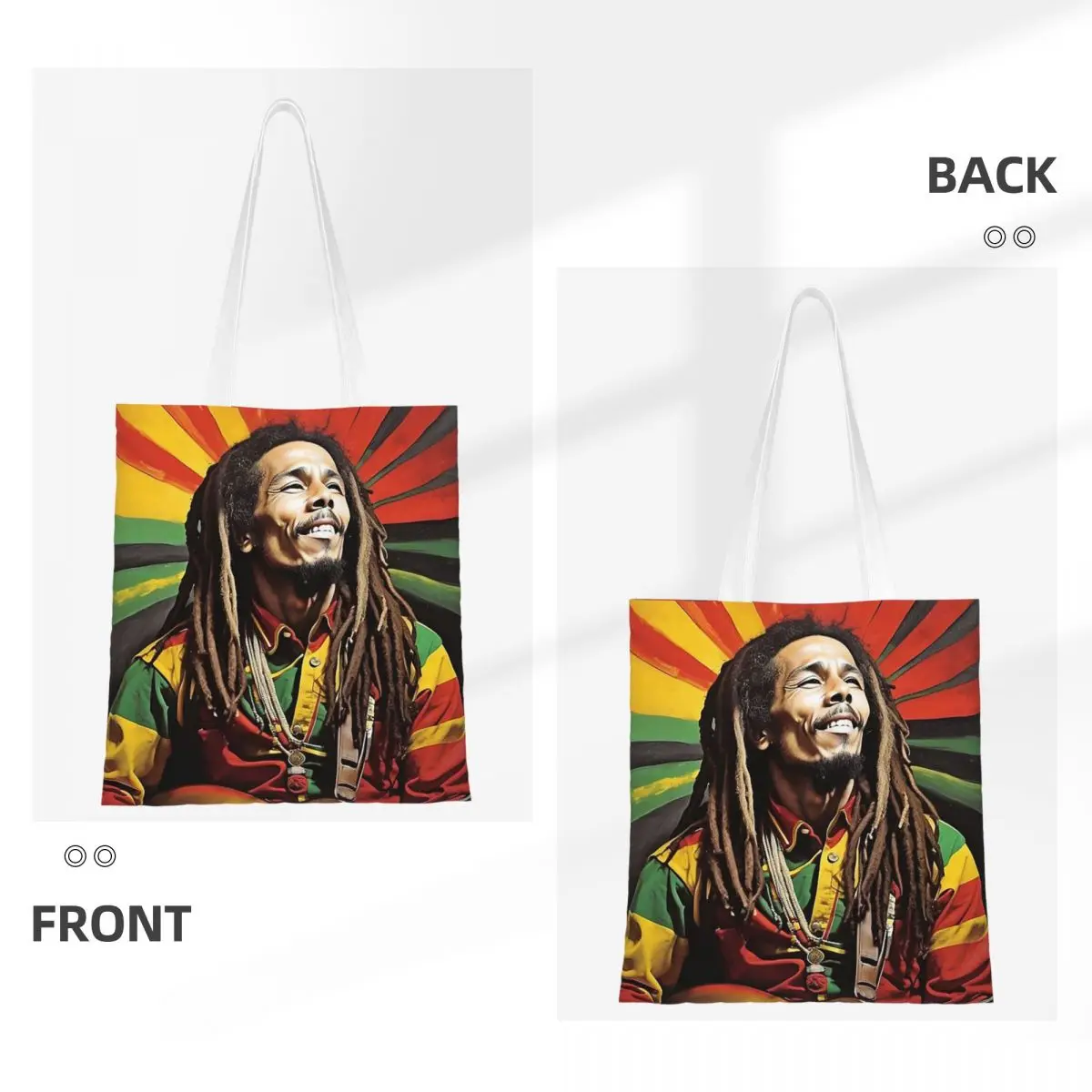 Bob Marley Singer Reggae Shopping Bags Folding Canvas The Tote Bag Girls Shoulder Tote Travel Handbag