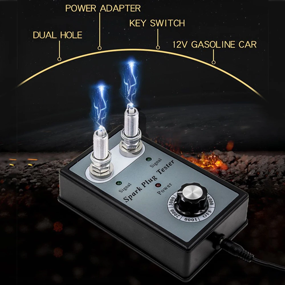 Wire Diagnostic Test Tool Ignition System Tester Dual Hole Tester Car Spark Tester Automotive Coil Detector Spark Plug Tester