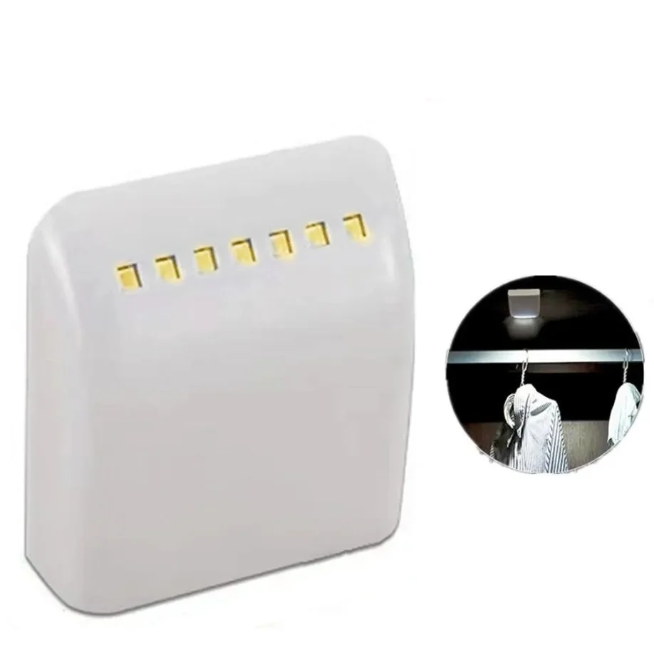 

Фонарь ночной с пассивным датчиком движения, лампа для шкафа, выдвижного ящика с батареей, 7 цветов, фонарь с пассивным датчиком движения, подходит для шкафа, белый цвет