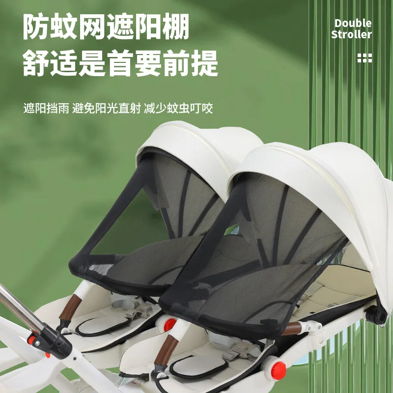 عربة أطفال توأم أداة سحرية للمشي للأطفال خفيفة الوزن وقابلة للطي يمكن الجلوس أو الاستلقاء بمقعد دوار مزدوج مزدوج