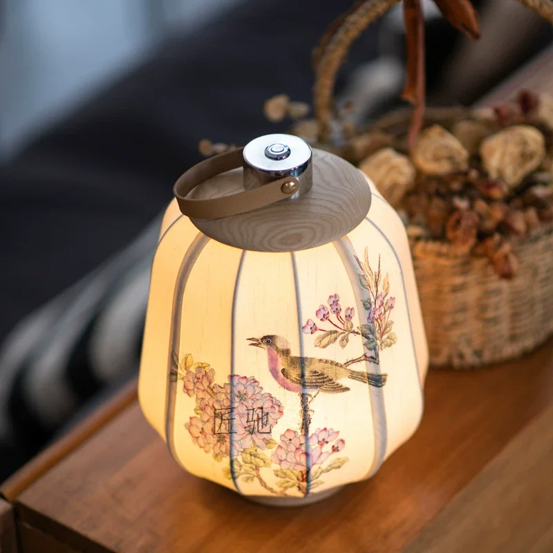 Y  Song Dynasty Aesthetic Handheld Lamp Ancient Style Zen Tea Room Chinese Hand drawn Classical Chinese Style Retro Table Lamp