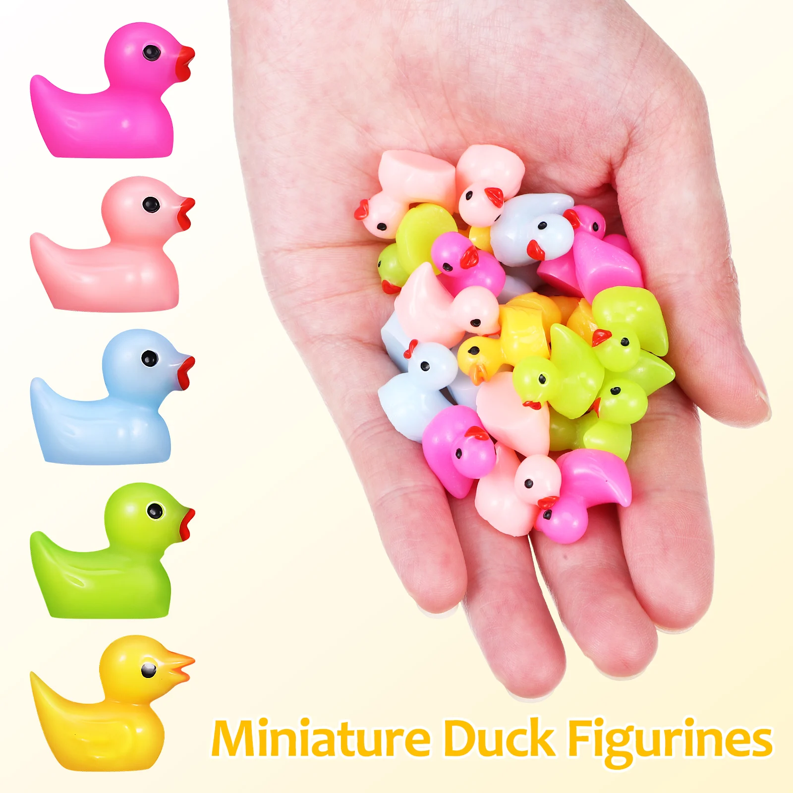 

25pcs Mini Resin Ducks Micro Landscape Decor Tiny Animal Figurines For Garden Ornament Bulk Miniature Statues