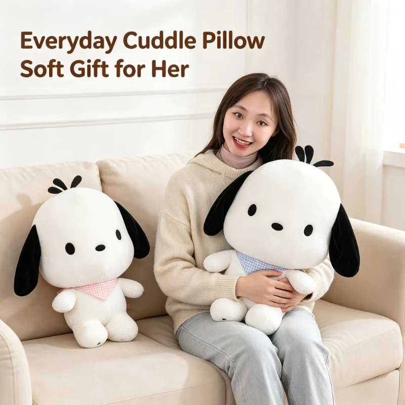 Pochacco Plush Pillow Cute Dog Stuffed Doll Soft Cuddle Cushion Home Sofa Decor Birthday Christmas Gift