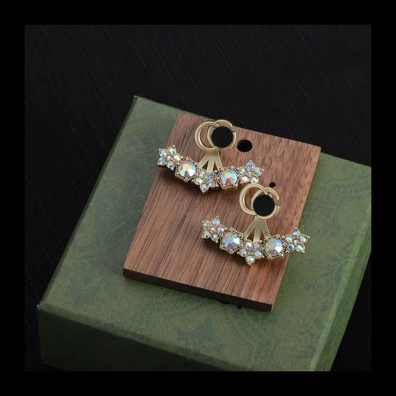 جديد مزدوج G الخماسي حجر الراين وأقراط المتخصصة تصميم الراقية أقراط أقراط النساء