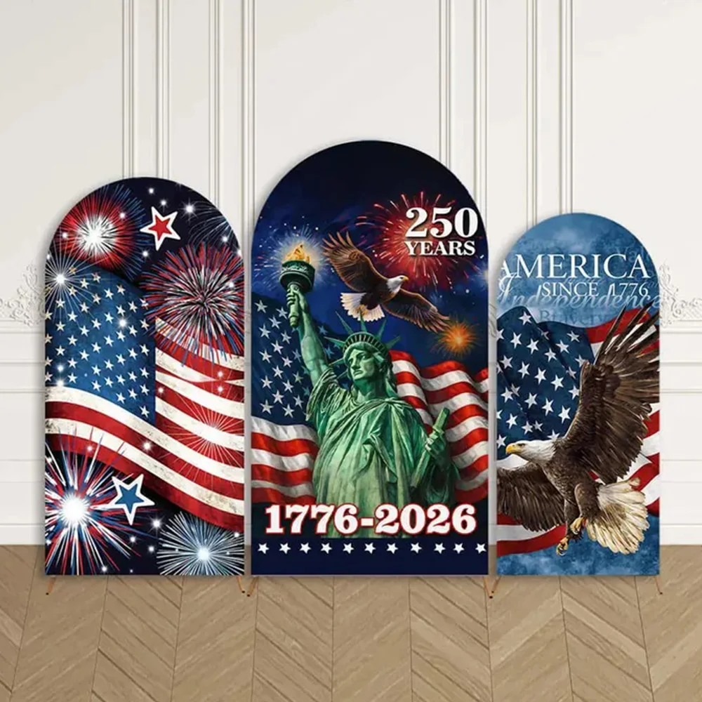 

USA 1776-2026 Celebration Anniversary Party Banner Background American 250 Years Independence Day Chiara Arch Backdrop Cover