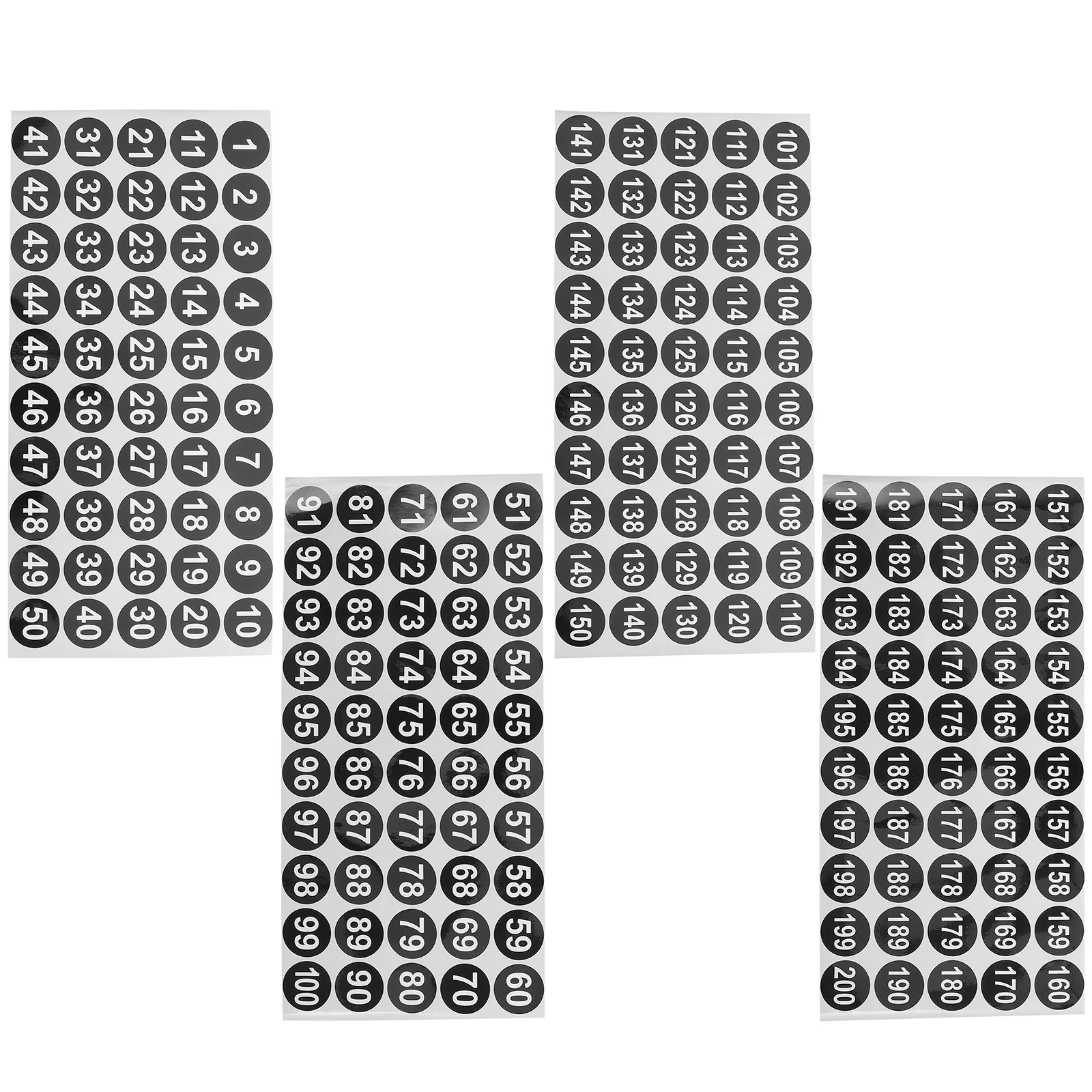 4 Sheets Round Number Stickers Labels Adhesive for Classification Organizing Storage Auction Paddles with Numbers
