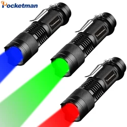 Nuovo rosso/blu/verde/luce bianca torcia LED Mini torce elettriche torcia tattica caccia torce 3 modalità torcia Zoom 14500