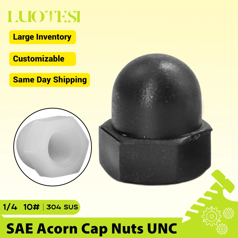 Nylon Hex Dome Head Cap Nuts Black White Plastic M3 M4 M5 M6 M8 M10 M12 M14 M16 M18 M20 Acorn Nuts for Screw Bolts DIN1587