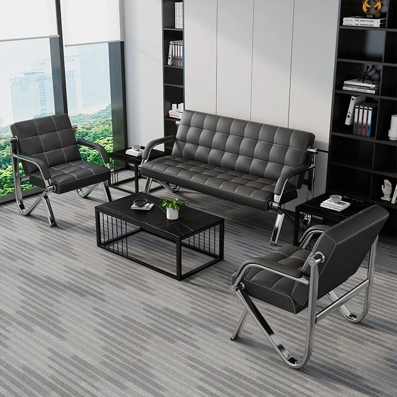 Divano da ufficio aziendale, piccola reception, combinazione di tavolini da caffè, semplice e moderno
