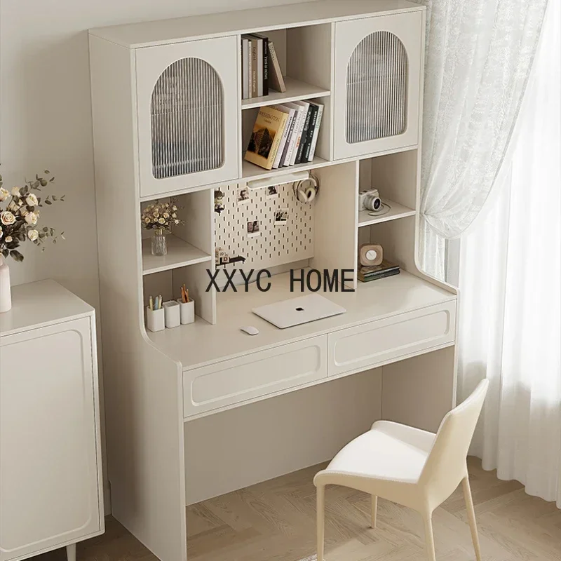 Franse Crèmekleurige Wind Bureau Dressoir Een Lichte Luxe Moderne High Sense Kleine Huishoudelijke Slaapkamer Dressoir.